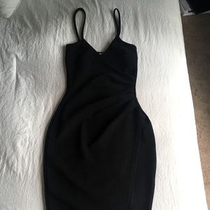 Boohoo Wrap Detail Bodycon Asymmetric Hem Dress